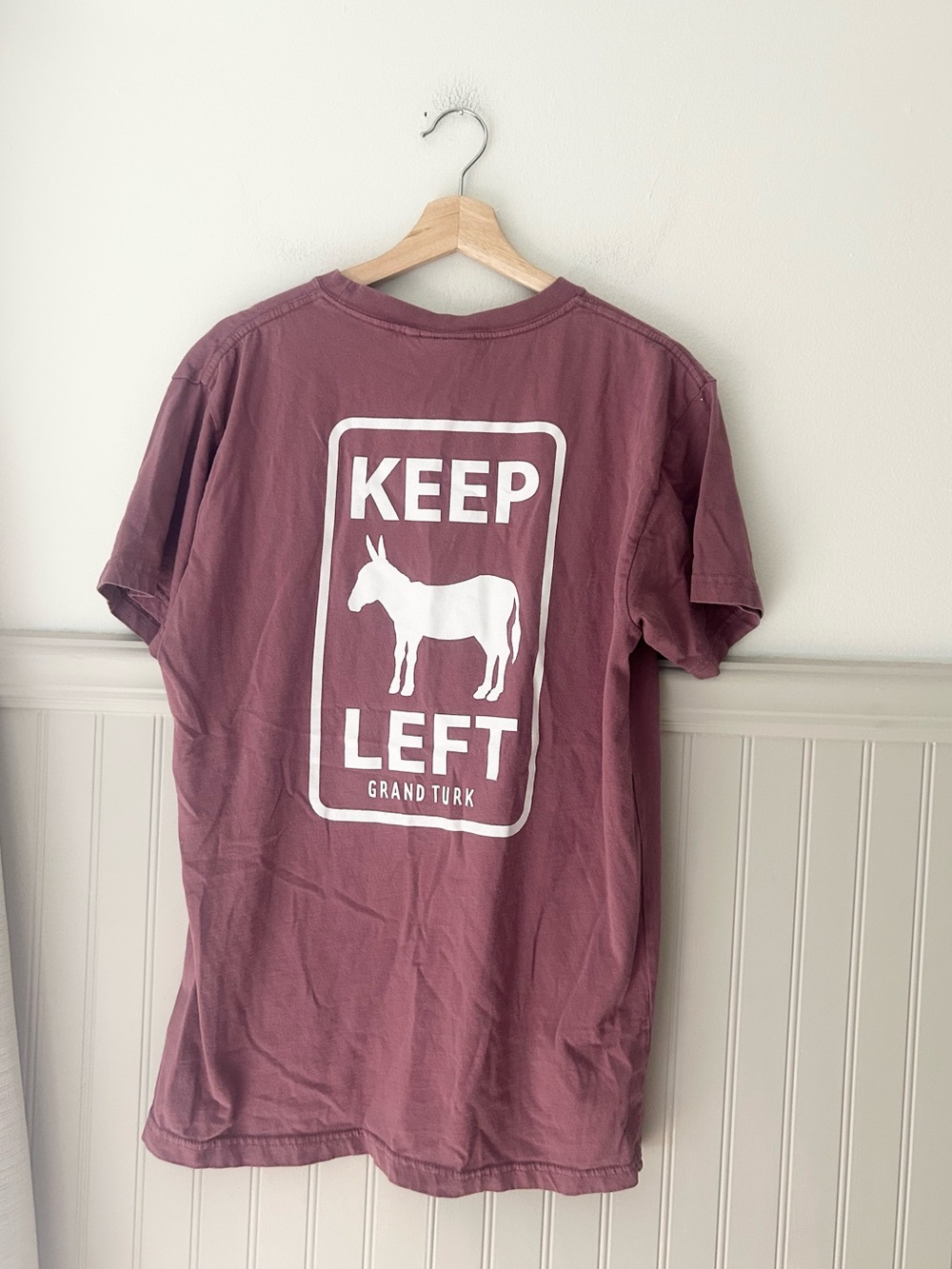 Keep Left Short Sleeve Graphic Tee Men’s Large Dusty Mauve Comfortex USA Cotton